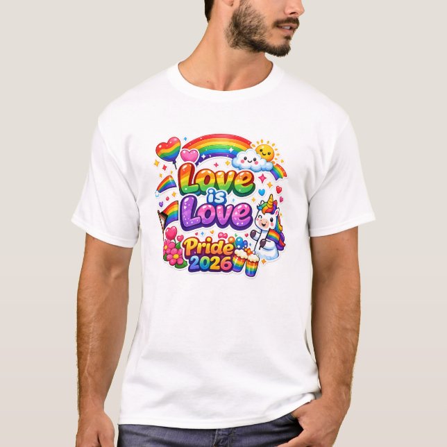 Love Is Love Regnbågsstolthet  T Shirt (Framsida)