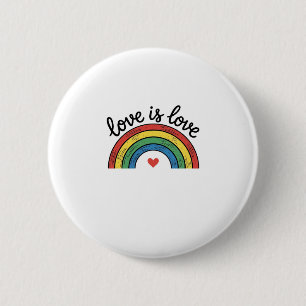 Love Is Love Vintage Regnbåge Hjärtformad T-Shirt Knapp