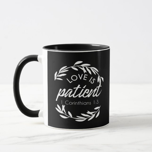 Love Is Patient Corinthians Scripture Minimal Desi Mugg (Vänster)