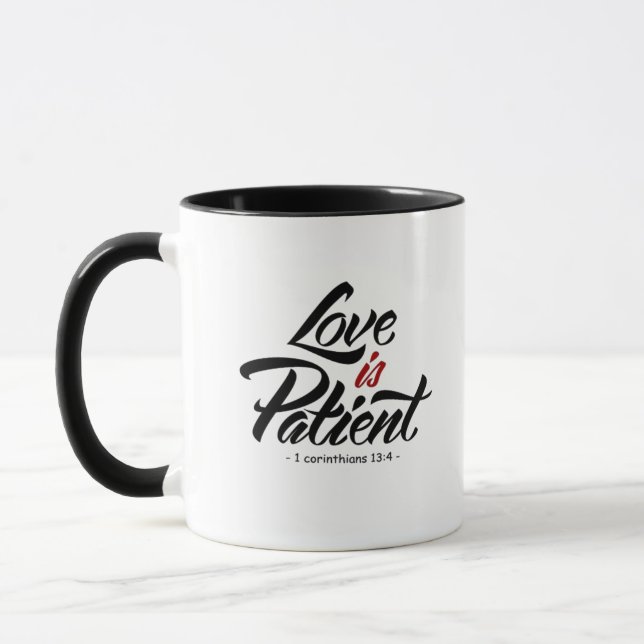 Love Is Patient Hand Lettering Artistic Design  Mugg (Vänster)