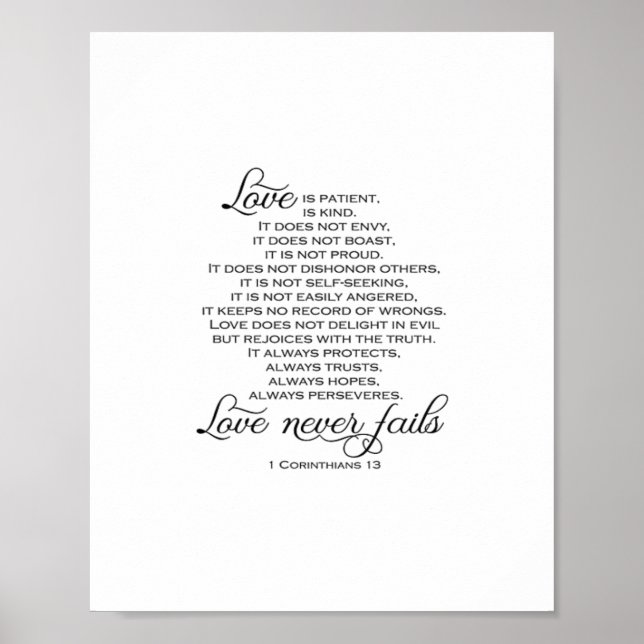 Love Is Patient Proposal Love Never Fails Heartfel Poster (Framsidan)