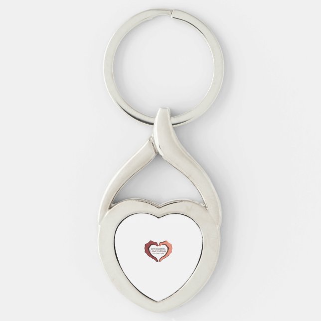 Love Is Patient Refined Aesthetic  Twisted Heart Silverfärgad Nyckelring (Framsidan)