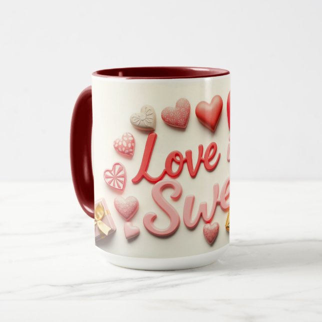 Love Is Sweet Chocolate Valentine Heart Mugg (Framsida vänster)