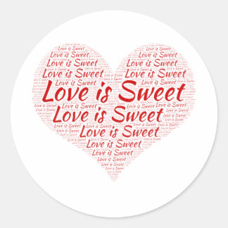 Love is Sweet Heart Word Cloud Wedding Runt Klistermärke