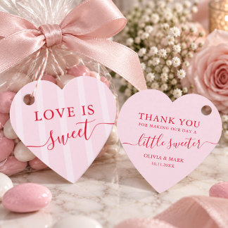 Love is Sweet Pink Stripes Wedding Gåvor Etiketter