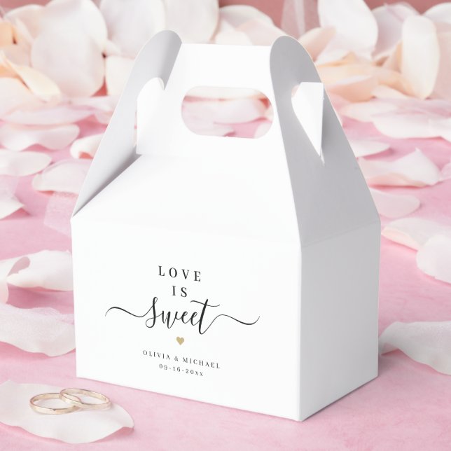 Love is sweet simple elegant script wedding presentaskar (Bröllop)