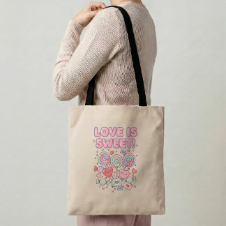 Love is Sweet Tote Bag Romantic Gift Sweet Valenti Tygkasse