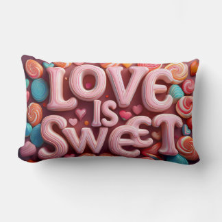 Love Is Sweet Valentine Wedding Typography Lumbarkudde