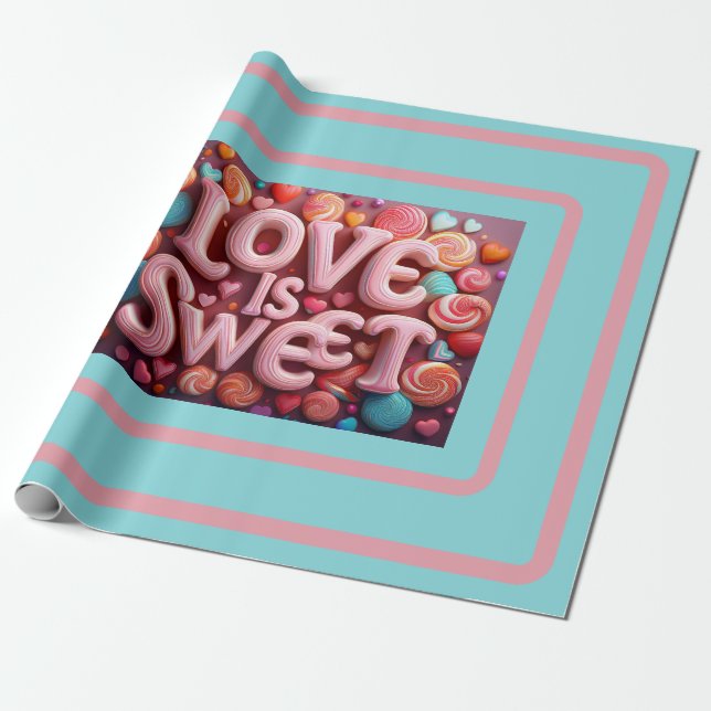 Love Is Sweet Valentine Wedding Typography Presentpapper (Utrullad)