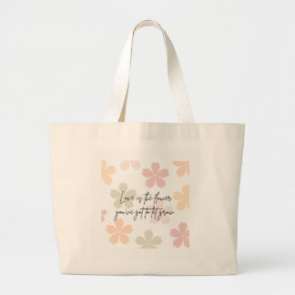 Love Is The Flower Quote Tote Bag - Estetisk Jumbo Tygkasse