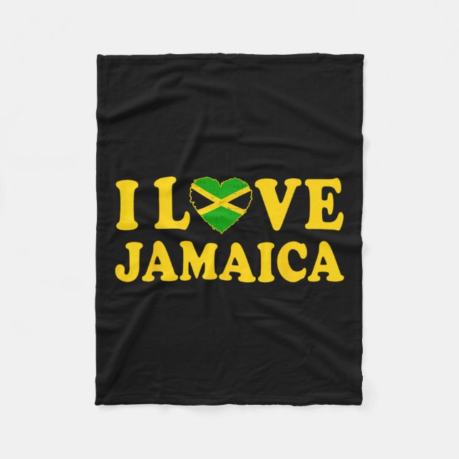 Love Jamaica Heart Proud Jamaican Jamaica Inbero Fleecefilt (Framsidan)