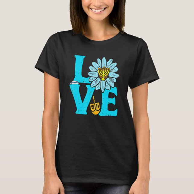 Love Jewish Daisy Hanukkah Pajamas Chanukah PJs Wo T Shirt (Framsida)
