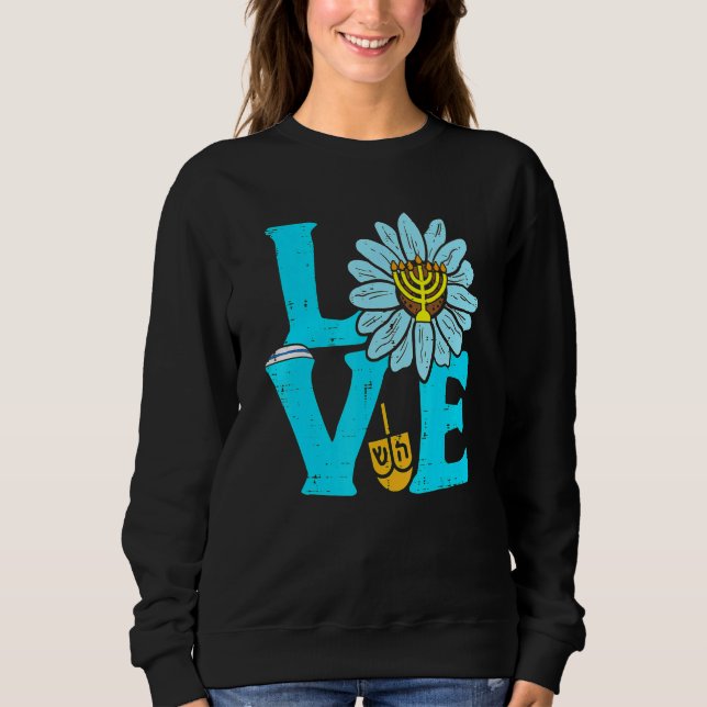 Love Jewish Daisy Hanukkah Pajamas Chanukah PJs Wo T Shirt (Framsida)