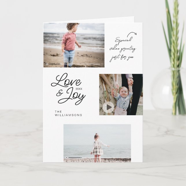 Love & Joy Familjefoton QR-kod Videomeddelande Helgkort (Framsida)