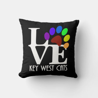 LOVE Key West Katter (vit text) Kudde