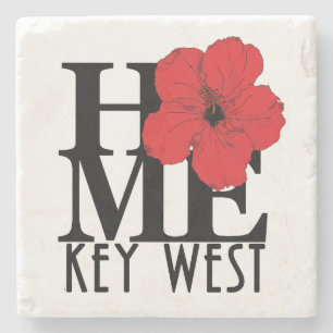 LOVE Key West Röd Hibiskus Stenunderlägg