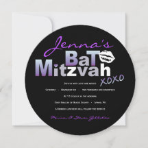 LOVE & KISSES Lila Bat Mitzvah-inbjudan