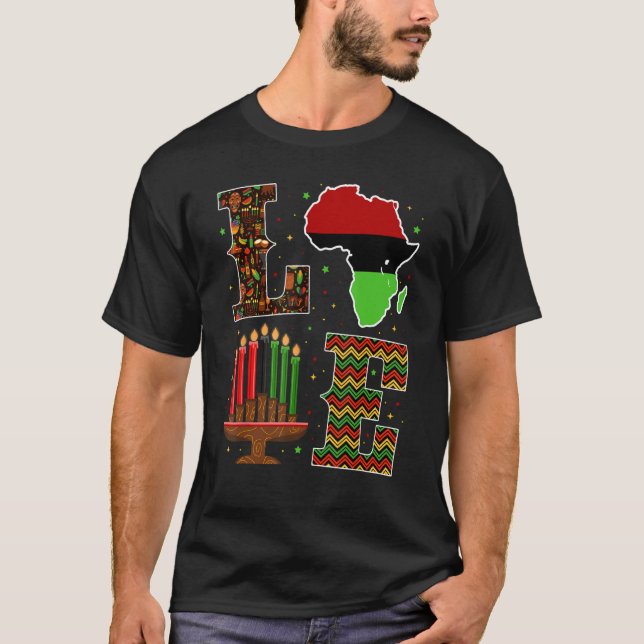 Love Kwanzaa African American Africa Culture Kinar T Shirt (Framsida)