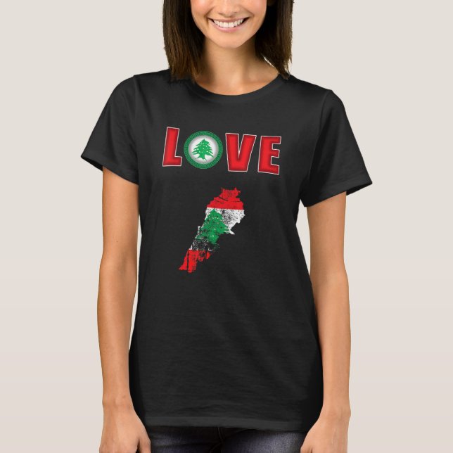 Love Lebanon Day Lebanon Map Lebanese For Man Woma T Shirt (Framsida)
