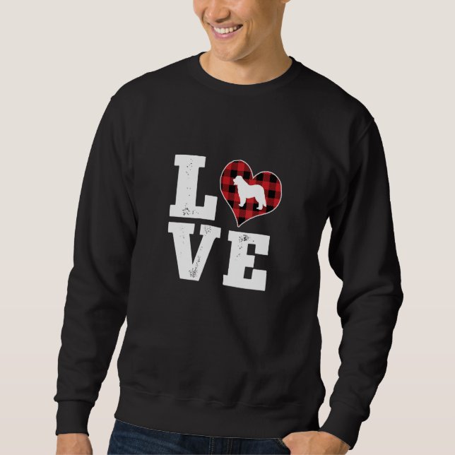 Love Leonberger Dog Lover Gifts Buffalo Plaid Vale Lång Ärmad Tröja (Framsida)