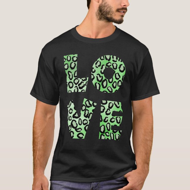 Love Leopard Cheetah Animal Print 3 T Shirt (Framsida)