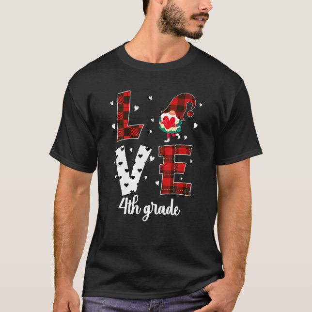 Love Leopard Teacher 100 Days Of Gnomes Fourth Gra T Shirt (Framsida)