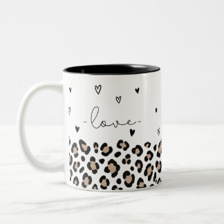 Love Leopardenmuster Tasse mit Herzen Två-Tonad Mugg