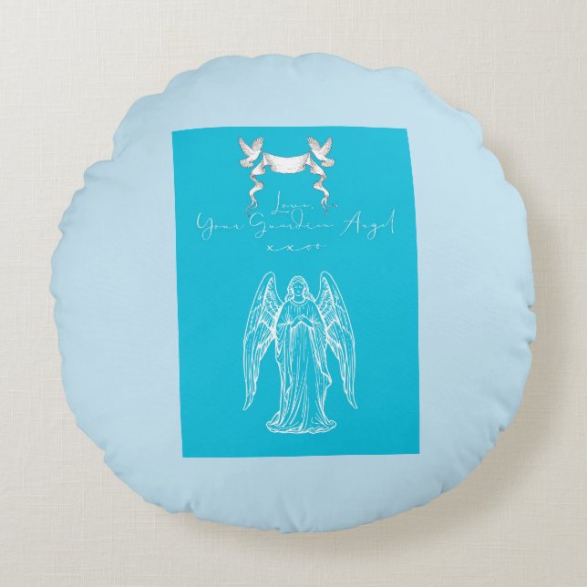 Love Letter Design - Love, Your Guardian Angelxxoo Rund Kudde (Framsidan)