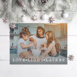 Love Light Latkes Hanukkah Photo Julkort<br><div class="desc">Love Light Latkes in retro serif type over full bleed photo; also available in real foil</div>