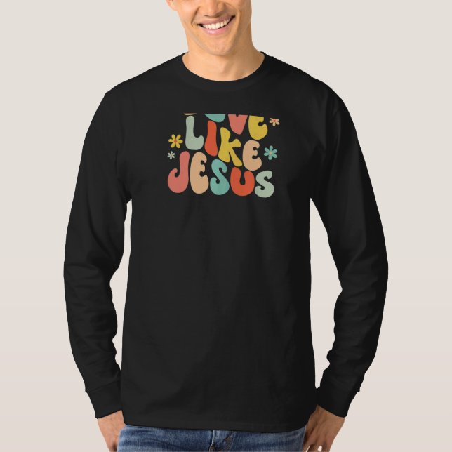 Love Like Jesus Christian Trendy Words on Back   T Shirt (Framsida)