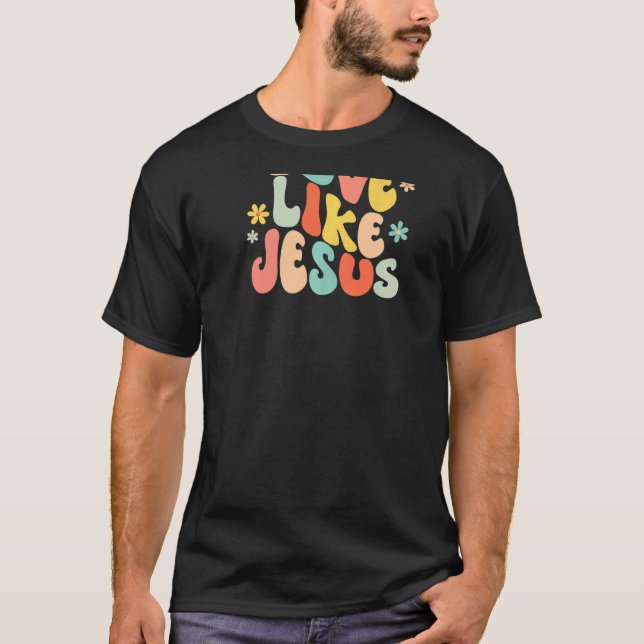 Love Like Jesus Christian Trendy Words on Back   T Shirt (Framsida)