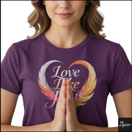 Love Like Jesus Feather Heart Script T Shirt
