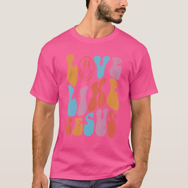 Love Like Jesus Trendande Ansikte Retro T Shirt (Framsida)
