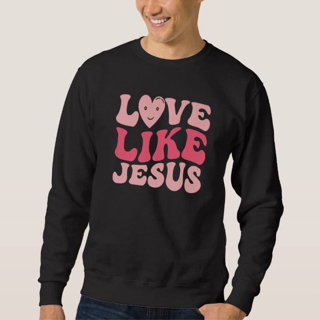 Love Like Jesus Valentines Day Hearts Premium Lång Ärmad Tröja (Framsida)