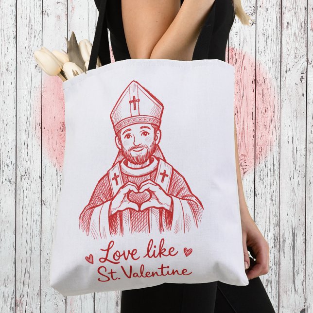 Love Like St Valentine Catholic Saint Illustration Tygkasse (Skapare uppladdad)