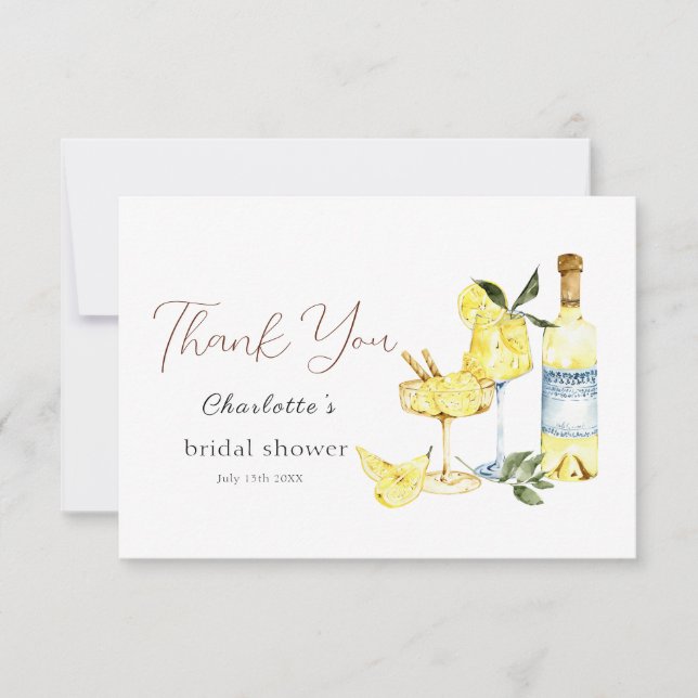 Love Limoncello Cocktail Bröllopsdusch  Tack Kort (Framsida)