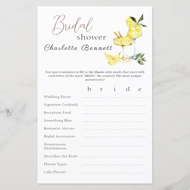 Love Limoncello Cocktail Bröllopsfest Lek (Framsida)