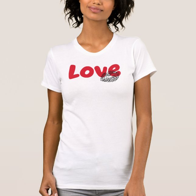 Love Lips Leopard Graphic, Valentines Day T Shirt (Framsida)