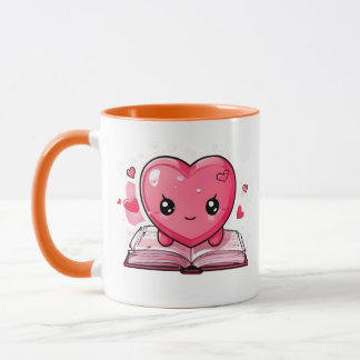Love & Literature Mug – Cute Heart Reading Mug Mugg