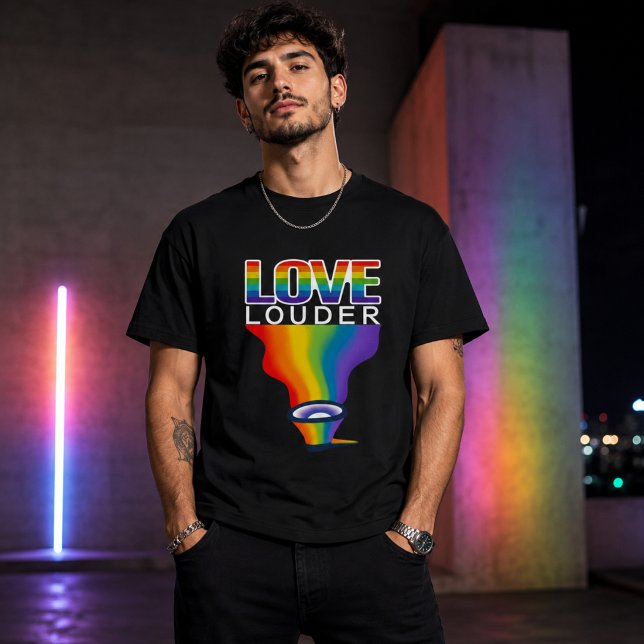 LOVE LOUDER Regnbåge HBTQ+ Stolthet Grafisk T-Shir T Shirt (Skapare uppladdad)