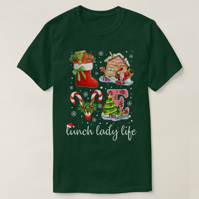 Love Lunch Lady Life & Cafeteria Snowflake Christm T Shirt (Design framsida)
