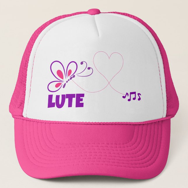 Love Lute Pink Purple Butterfly Heart Keps (Framsida)