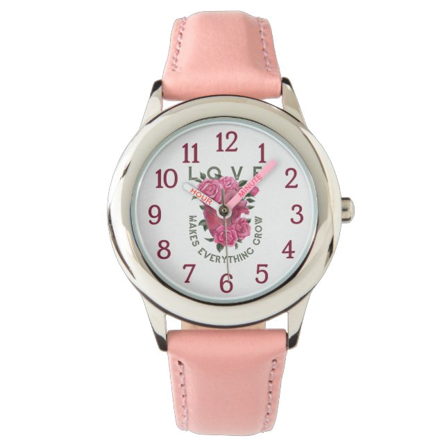 Love Makes Everything Grow – Floral Heart Armbandsur (Framsida)
