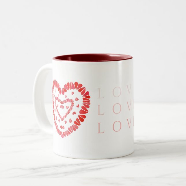 LOVE Maroon Tvåton Mug Två-Tonad Mugg (Framsida vänster)