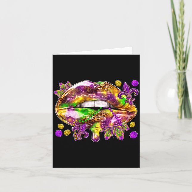 Love Men Lips Mardi Gras Carnival Fat Kort (Framsida)