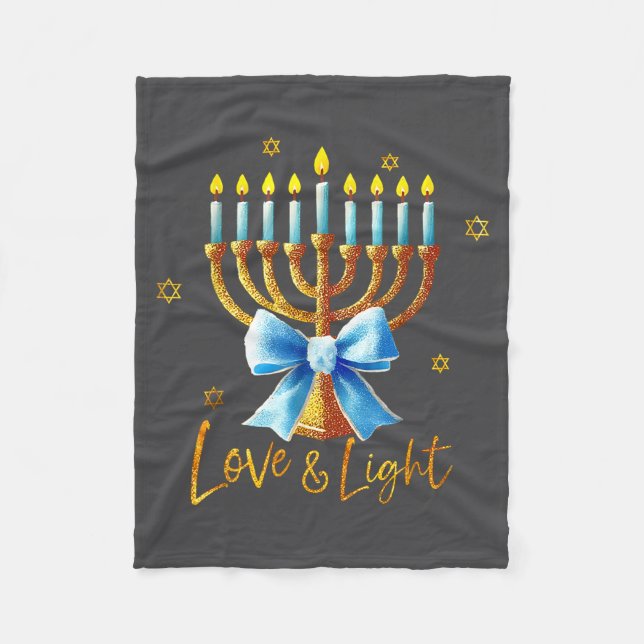 Love Menorah Chanukah Light Hanukkah Blue Coquette Fleecefilt (Framsidan)