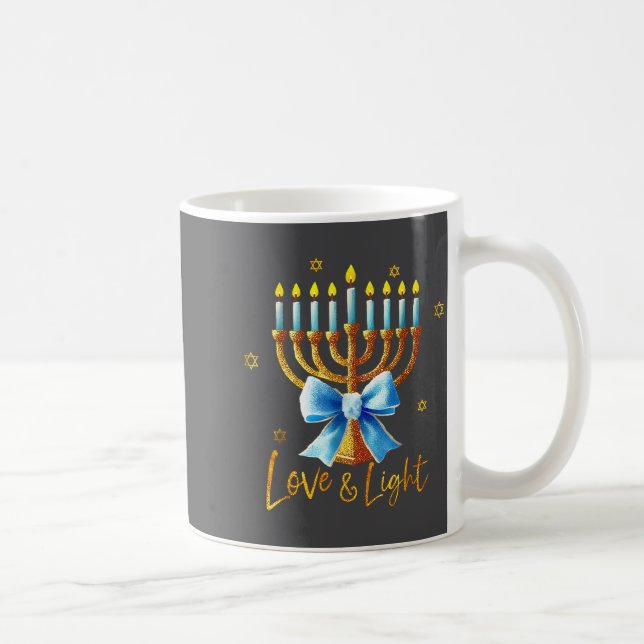 Love Menorah Chanukah Light Hanukkah Blue Coquette Kaffemugg (Höger)