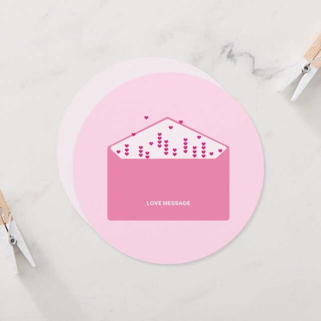 Love Message Pink Hearts Minimalist Cute Funny   (Fram/Back In Situ)