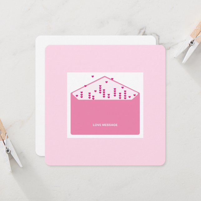 Love Message Pink Hearts Minimalist Cute Funny   (Fram/Back In Situ)