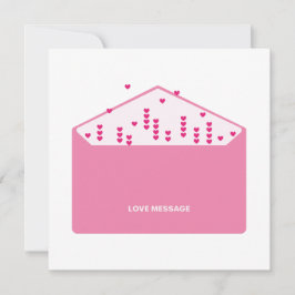 Love Message Pink Hearts Minimalist Cute Funny   Inbjudningar